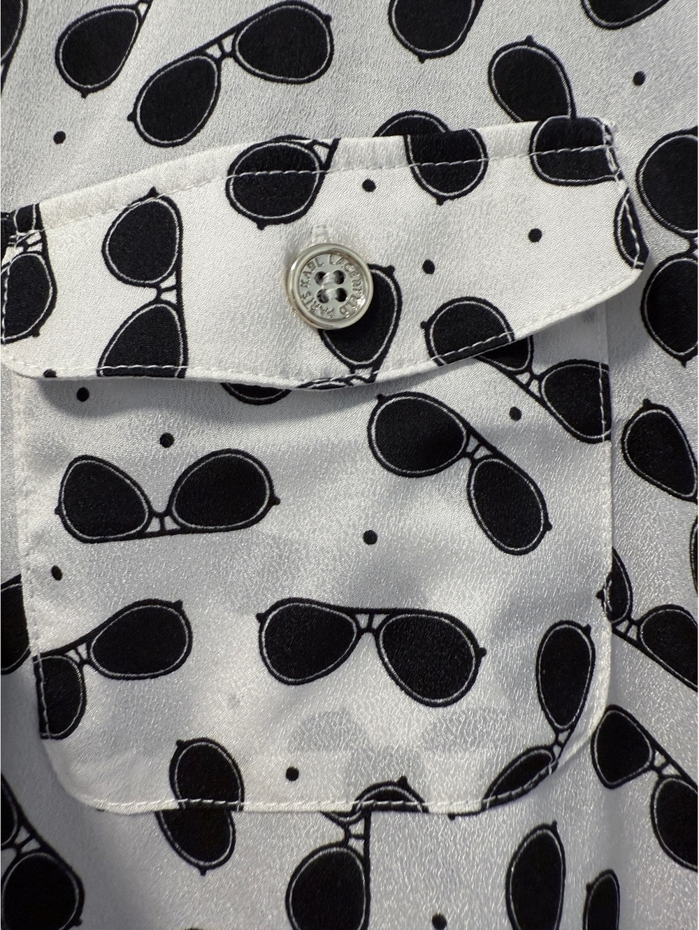Karl Lagerfeld Black and White Sunglasses Blouse size L - Picture 5 of 7